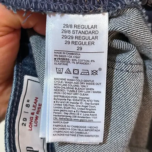 GAP Low Rise Long & Lean Jeans Size 29 / 8R Dark Indigo Bootcut - Picture 9 of 10